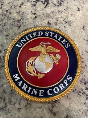 United States Marine Corps Emblem Plaque Navy & Gold circular wall decor gift